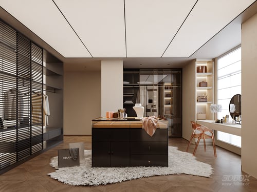 Modern Italian Style Luxury Dressing Room Walk-in Closet 3D model