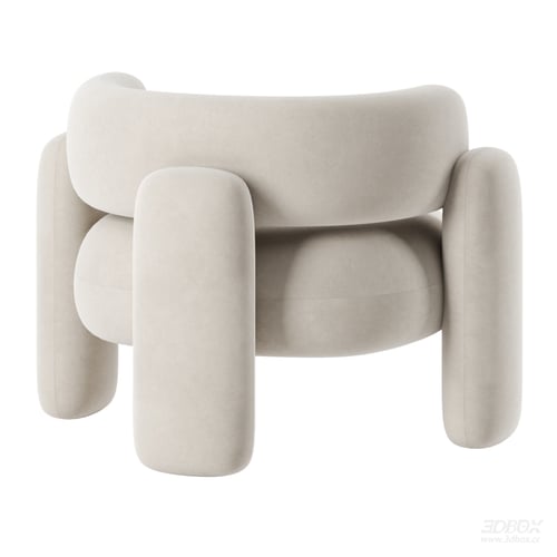 Modern Cream Style Fabric Single Armchair 3D model