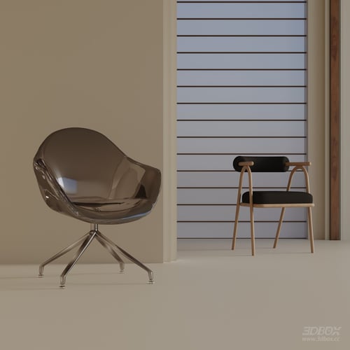 Modern Dining Chairs Set Minimalist Armchair 3D model