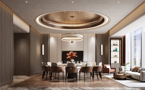 Modern Luxury Private Dining Room Interior Scene 3D model