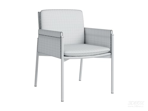 Modern Upholstered Dining Armchair with Metal Legs 3D model