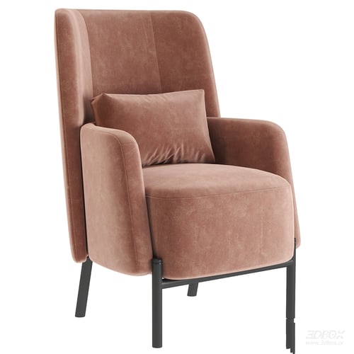 Ville Barhat Caramel Upholstered Velvet Armchair 3D model