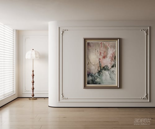 Elegant Minimalist Living Hall Interior Scene 3D model