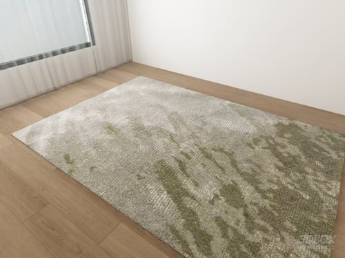 Abstract Green Beige Modern Fabric Carpet 3D model