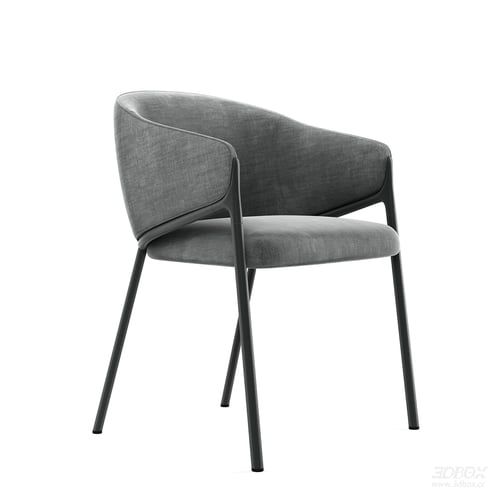 Modern Fabric Upholstered Armchair with Metal Legs 3D model