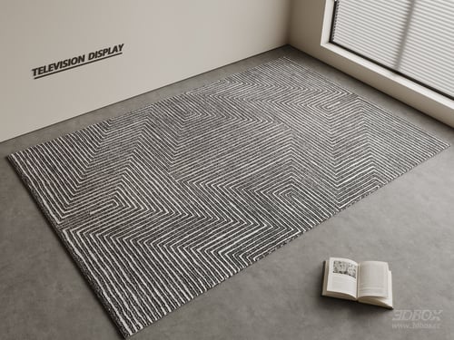 Modern Minimalist Geometric Pattern Square Linen Carpet 3D model