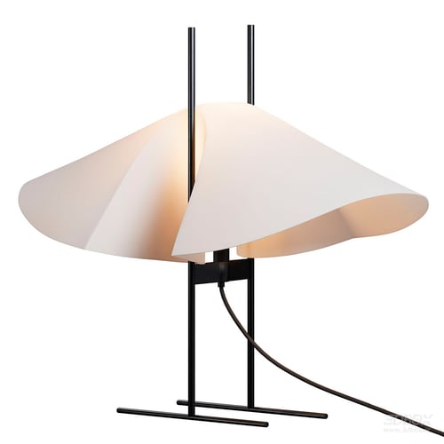 Modern Minimalist Floor Lamp Black Metal White Shade 3D model