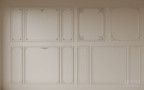 French Style Ornate Plaster Wall Molding Set 3D model