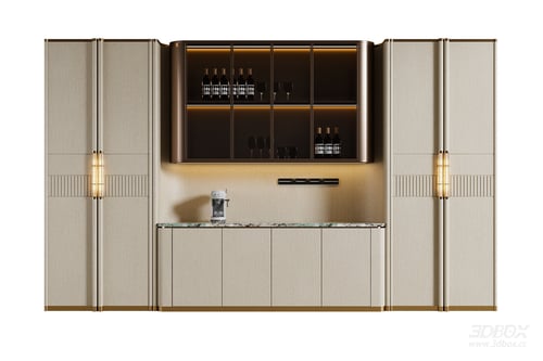Modern Italian Luxury Sideboard Wine Cabinet 3D model