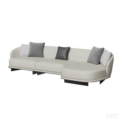 Modern Minimalist Leather Sectional Sofa Set 3D model