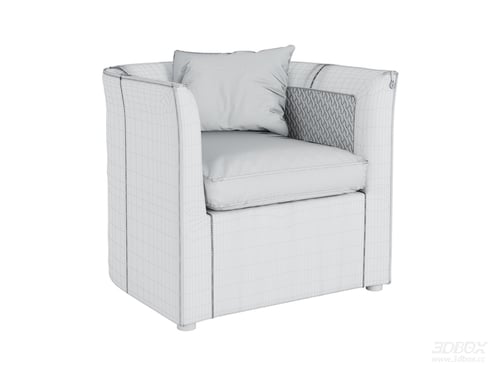 Modern Upholstered Single Sofa Armchair with Cushion 3D model