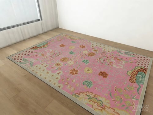 Pink Floral Pattern Decorative Carpet 3D model