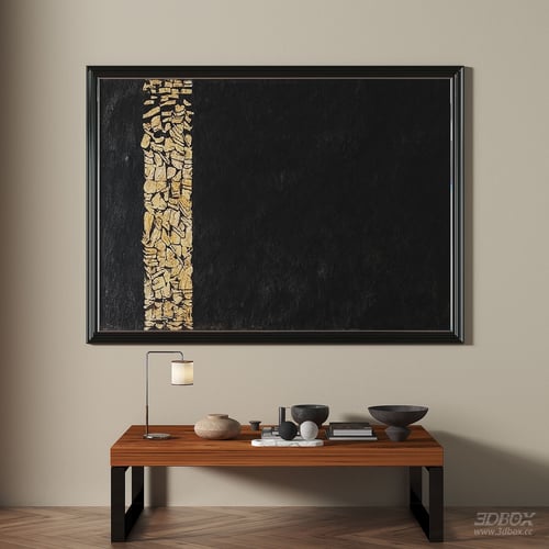 Wabi Sabi Abstract Black Gold Decorative Wall Frame Painting 3D model