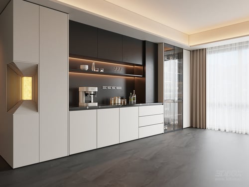 Modern Minimalist Sideboard with Built-in Wine Cabinet 3D model