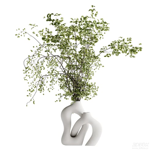 Modern Decorative Bouquet with Abstract Ceramic Vase 3D model