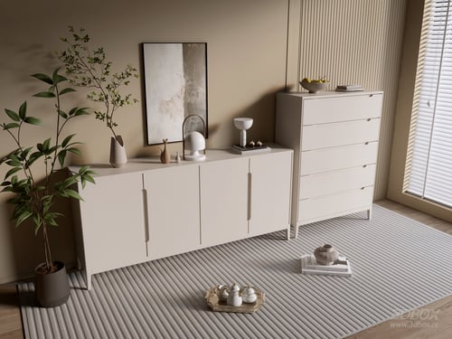 Modern Cream Style Sideboard and Chest of Drawers Set 3D model