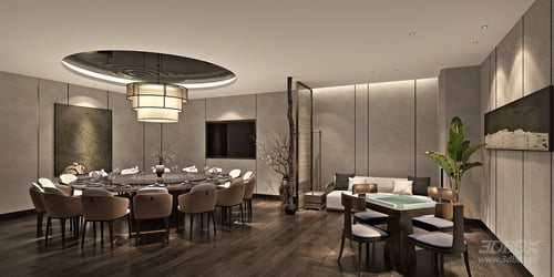 New Chinese Style Restaurant Private Dining Room 3D model