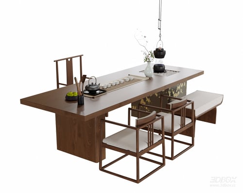 Modern Chinese Style Tea Table and Chair Set 3D model