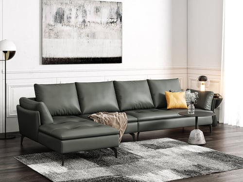 Modern L-shaped Leather Sofa Set with Chaise Lounge 3D model