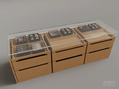 Modern Jewelry Display Cabinet with Glass Top and Drawers 3D model
