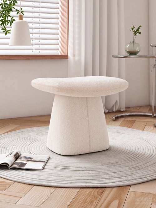 Modern Fluffy Fabric White Coffee Table 3D model