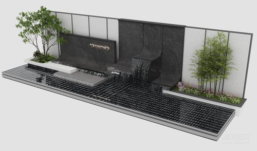 Modern Cascading Water Feature Wall Landscape 3D model