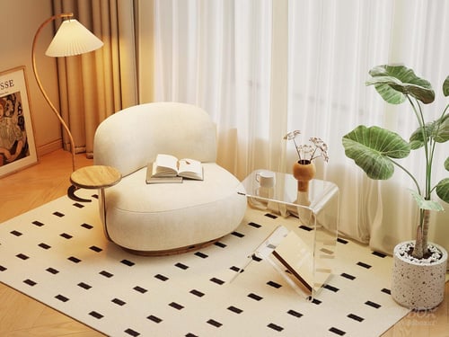 Modern Cream Style Single Sofa Lounge Armchair 3D model