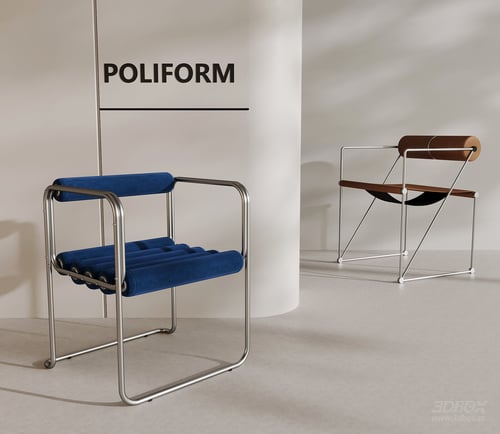 Modern Minimalist Metal Frame Leisure Dining Chair 3D model