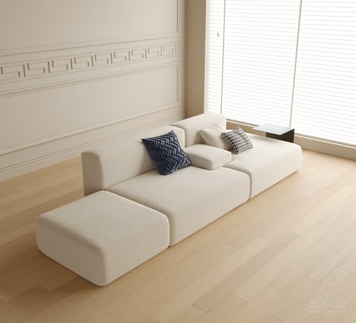 Modern Modular Boucle Fabric Sofa Set 3D model