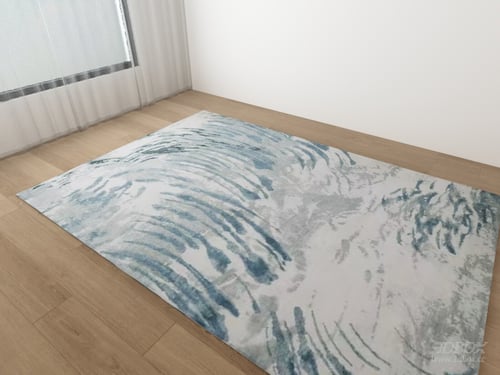 Abstract Blue Grey Watercolor Pattern Carpet 3D model
