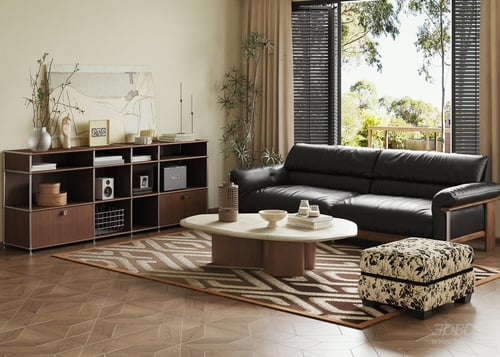 Wabi Sabi Vintage French Style Living Room Scene 3D model