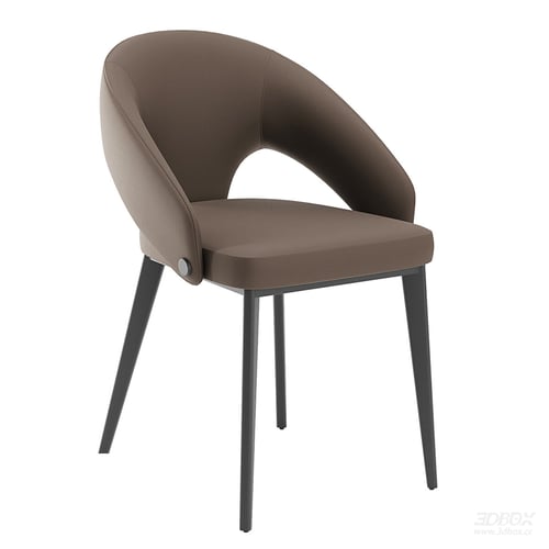 Modern Minimalist Upholstered Dining Chair with Metal Legs 3D model