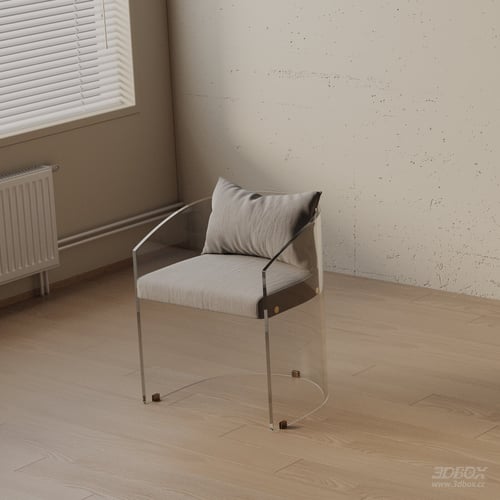 Modern Transparent Acrylic Frame Armchair Fabric Upholstery 3D model