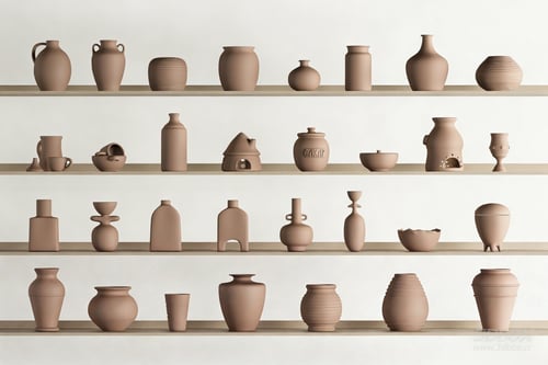 Modern Terracotta Pottery Decor Set 3D model