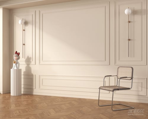French Style Plaster Decorative Wall Scene 3D model