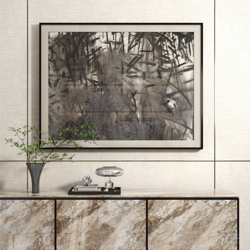 Monochrome Abstract Framed Wall Art Decor 3D model