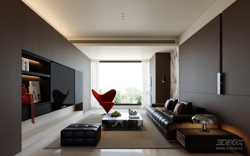 Modern Italian Style Luxury Living Room Interior 3D model