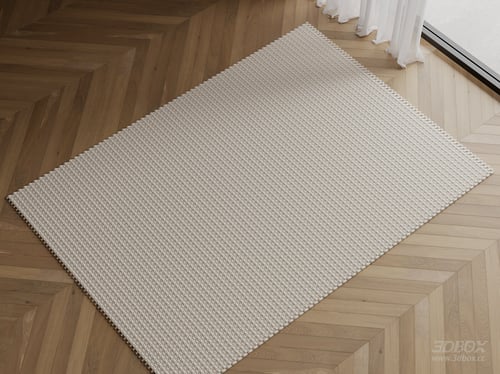 Modern Minimalist Woven Beige Square Carpet 3D model