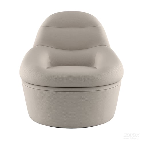 Modern Beige Fabric Upholstered Single Sofa Armchair 3D model