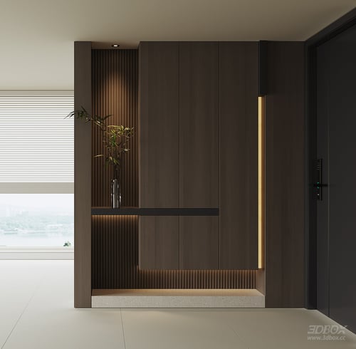 Modern Minimalist Hallway Entry Shoe Cabinet 3D model