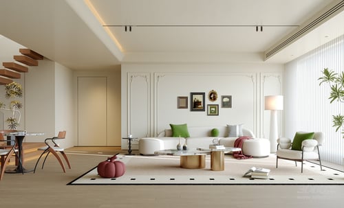 Modern French Style Living Room Interior Scene 3D model
