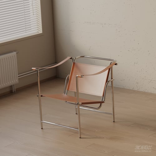 Modern Leather Stainless Steel Frame Armchair 3D model