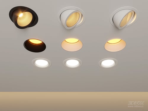 Modern Recessed Adjustable Spotlight Downlight Set 3D model