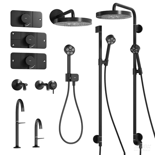 Axor One Matte Black Shower and Faucet Set 3D model