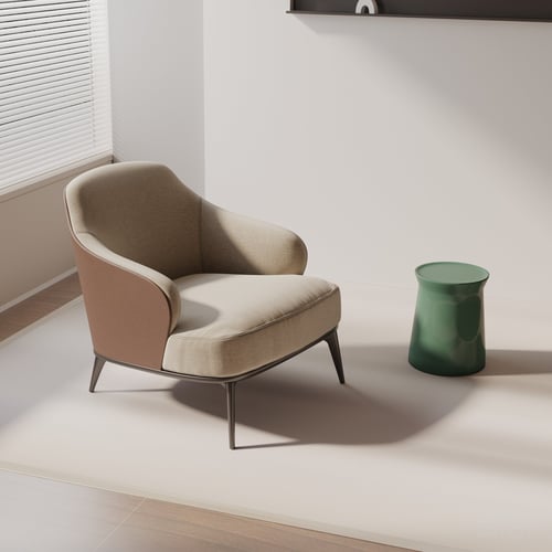 Modern Fabric Leather Armchair with Metal Legs 3D model