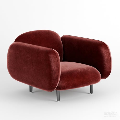 Moira Modern Velvet Upholstered Armchair 3D model