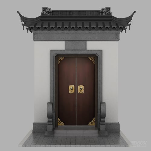 Traditional Chinese Ancient Architecture Entrance Gate 3D model
