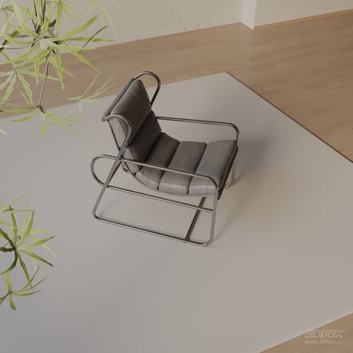 Modern Metal Frame Leather Upholstered Lounge Armchair 3D model