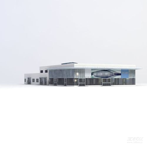 Modern Auto Repair Shop Commercial Building Exterior 3D model