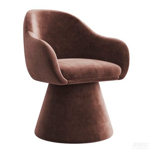 Modern Brown Velvet Swivel Armchair 3D model